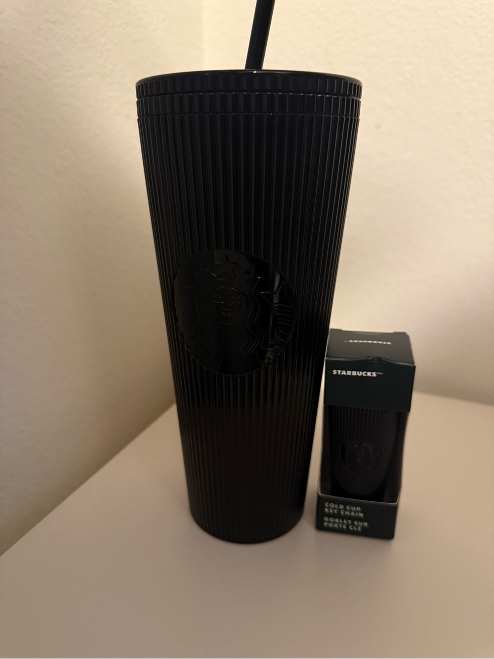 Starbucks Matte Black Ribbed Cold Cup with Straw